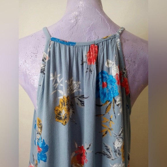 Maurices Blue Floral Ruffle Hem Halter Top Size L - Picture 7 of 11